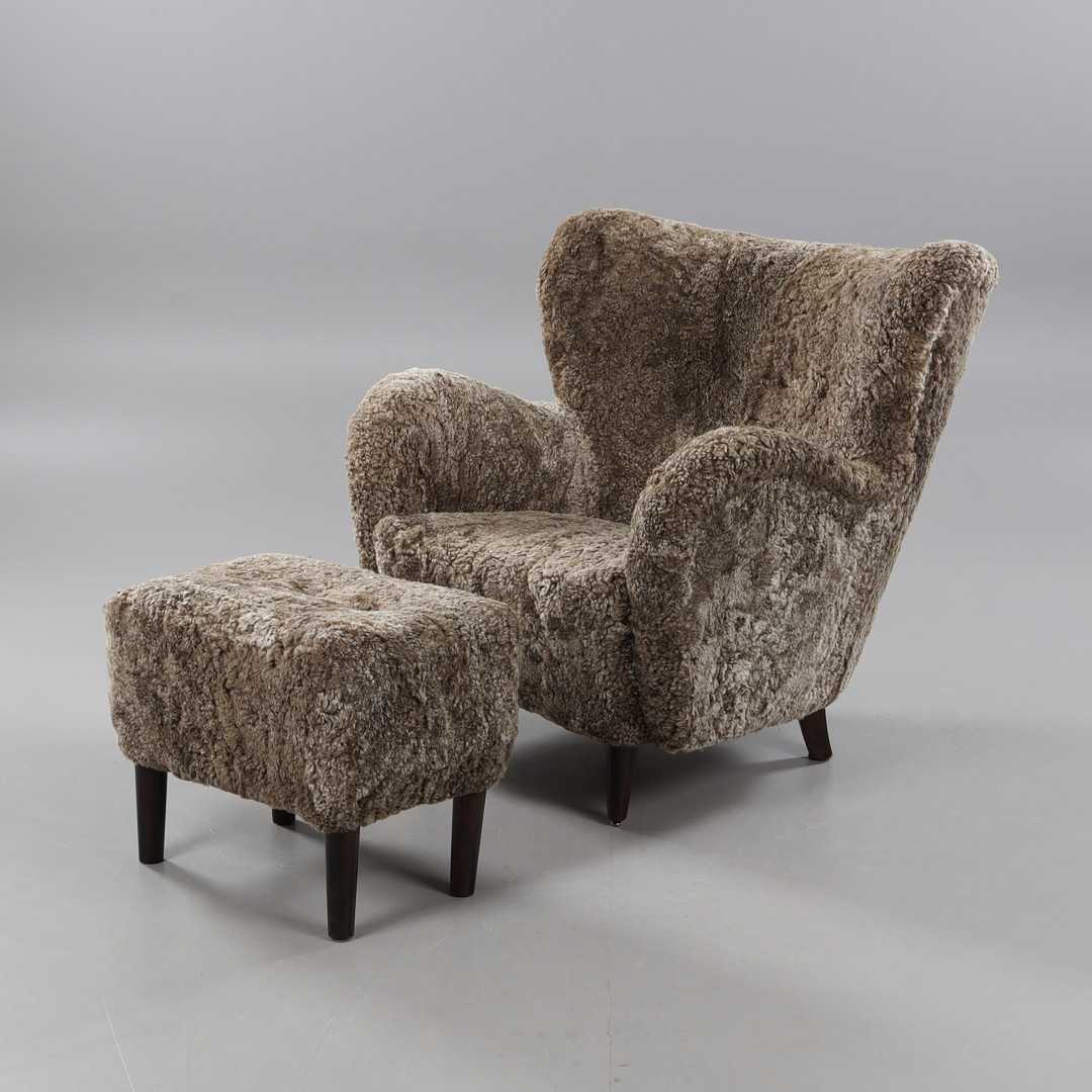 1940s Armchair with ottoman